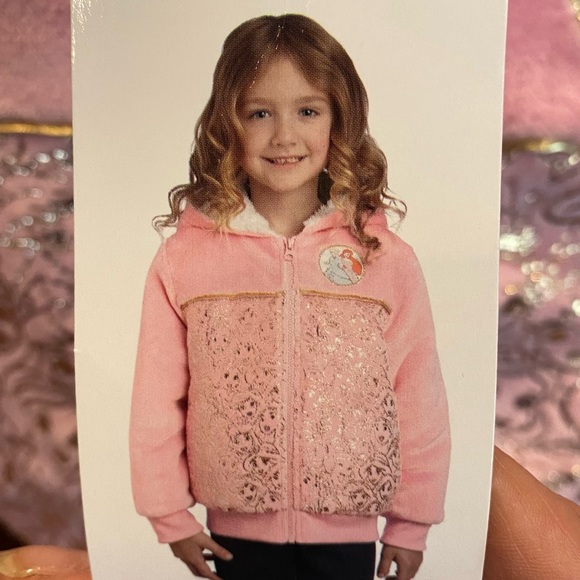 disney princess Other - NWT Disney Princess Pink Plush Hoodie Jacket Kids Faux Sherpa Lining COZY 6